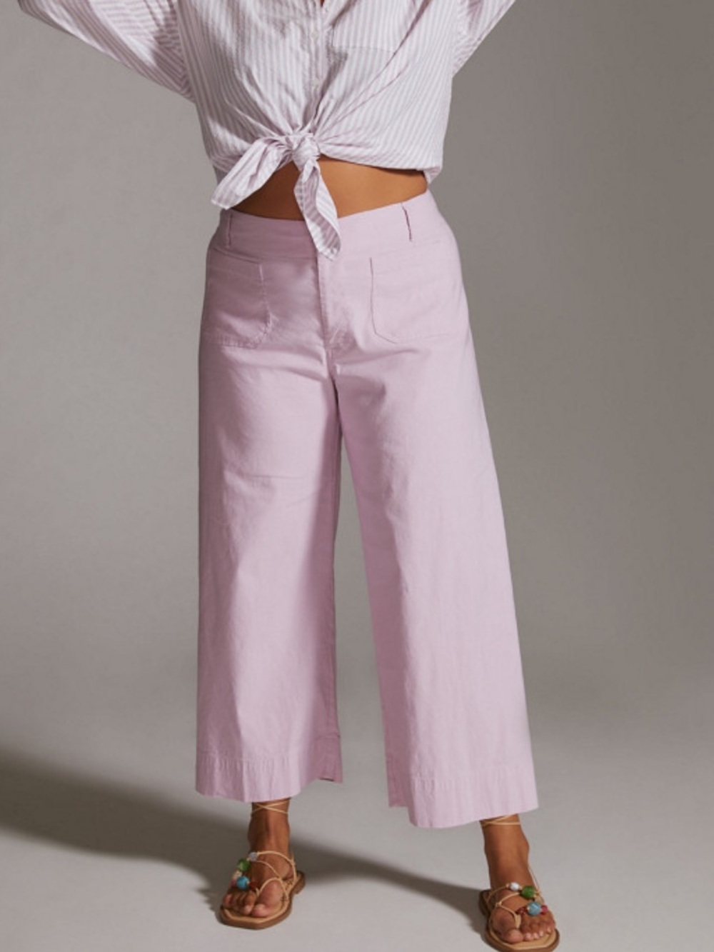 Maeve Colette Wide Leg Cropped Pants High Rise In Lilac Lavender Size 29 Tall